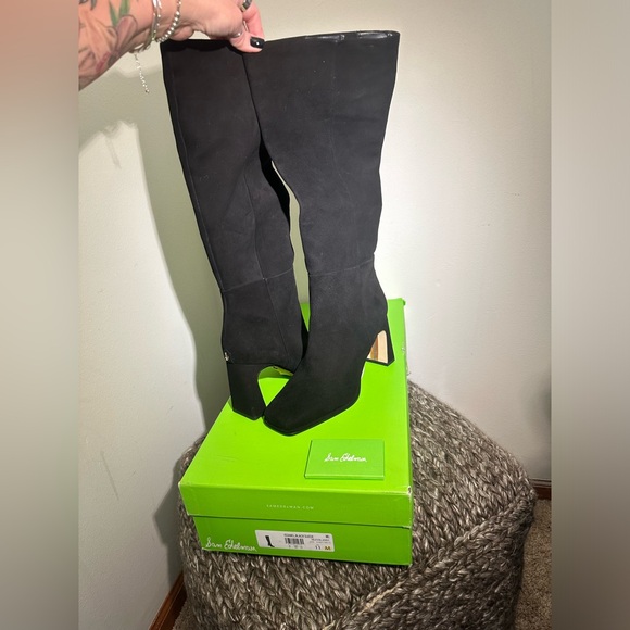 Sam Edelman Issabel Black Suede Tall Boots 11M - Picture 1 of 4